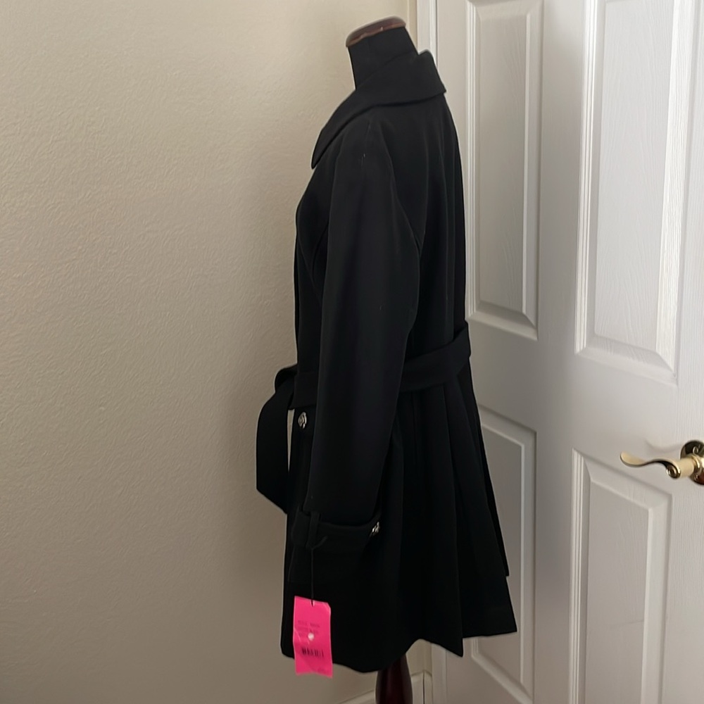 NEW BETSEY JOHNSON Belted Botton Black WOOL Coat - Picture 11 of 16
